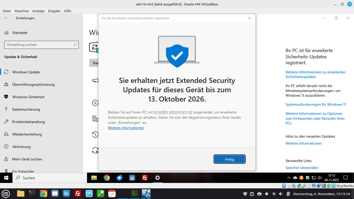 ESU Registrierung Screenshot